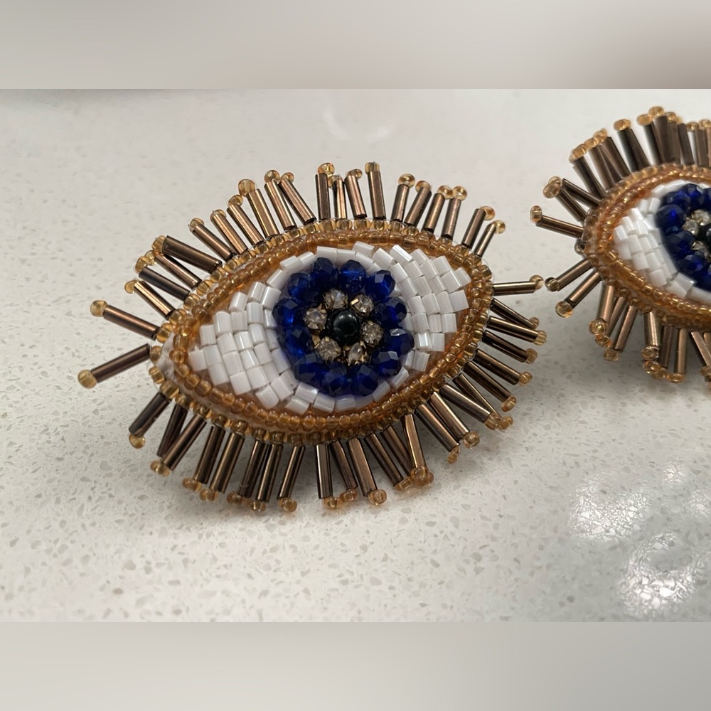XL Hand-Beaded Evil Eye Earrings